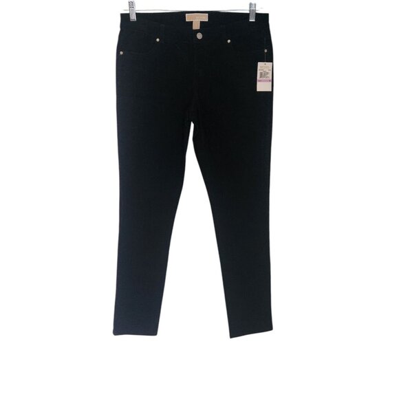 Michael Kors Velvet Corduroy Pants Black‎ Straight Leg Stretch Womens 6 NEW NWT - Picture 1 of 11